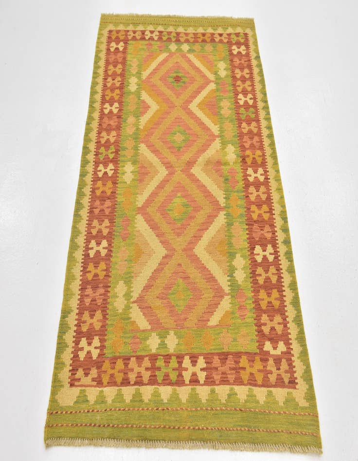 Detail image of  3' 2 x 5'  Hand Woven Kilim Waziri Wool Rug