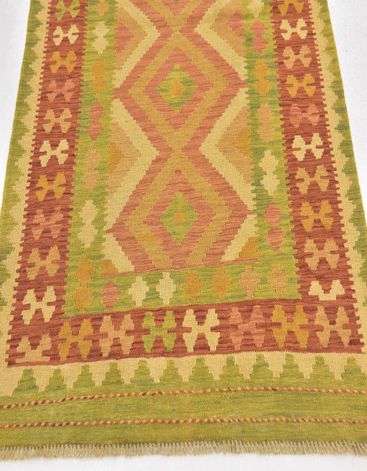 Detail image of  3' 2 x 5'  Hand Woven Kilim Waziri Wool Rug