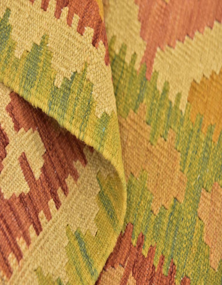 Detail image of  3' 2 x 5'  Hand Woven Kilim Waziri Wool Rug