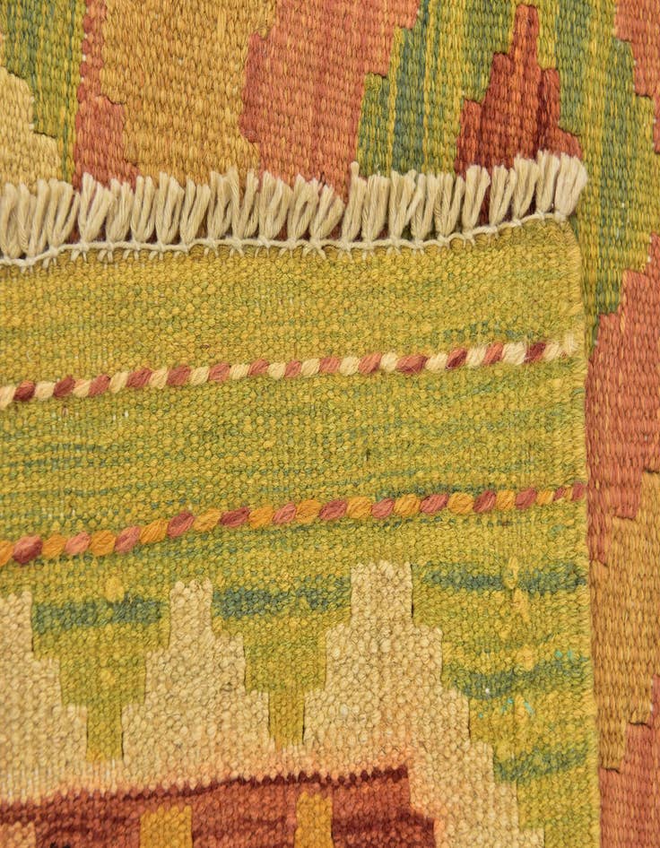 Detail image of  3' 2 x 5'  Hand Woven Kilim Waziri Wool Rug