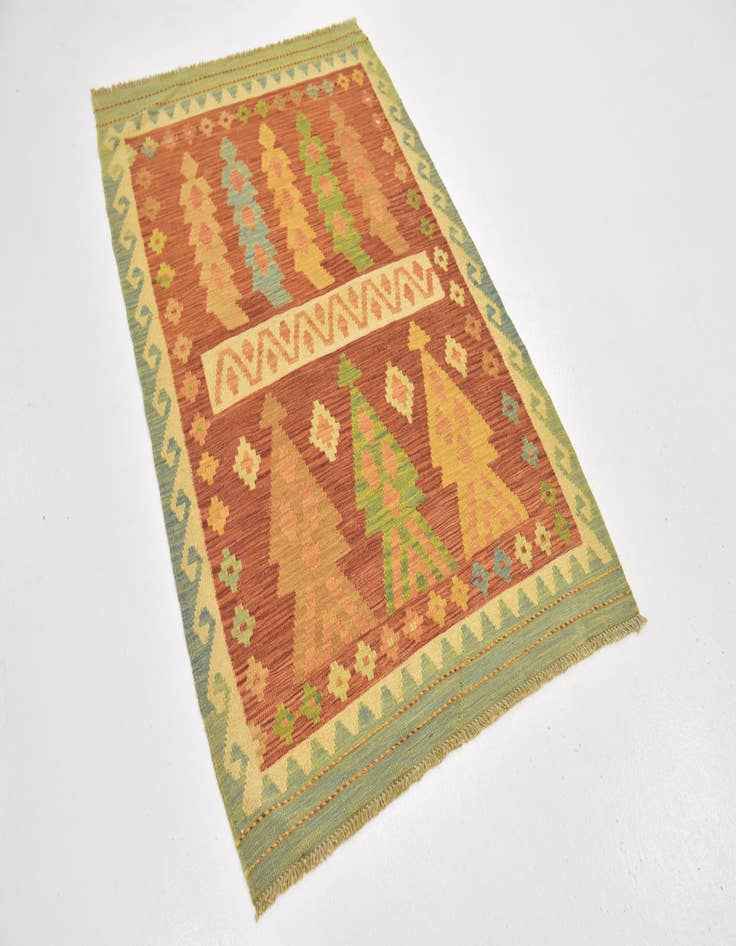 Detail image of  3' 3 x 5'  Hand Woven Kilim Waziri Wool Rug