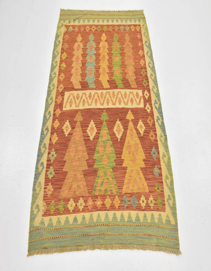 Detail image of  3' 3 x 5'  Hand Woven Kilim Waziri Wool Rug