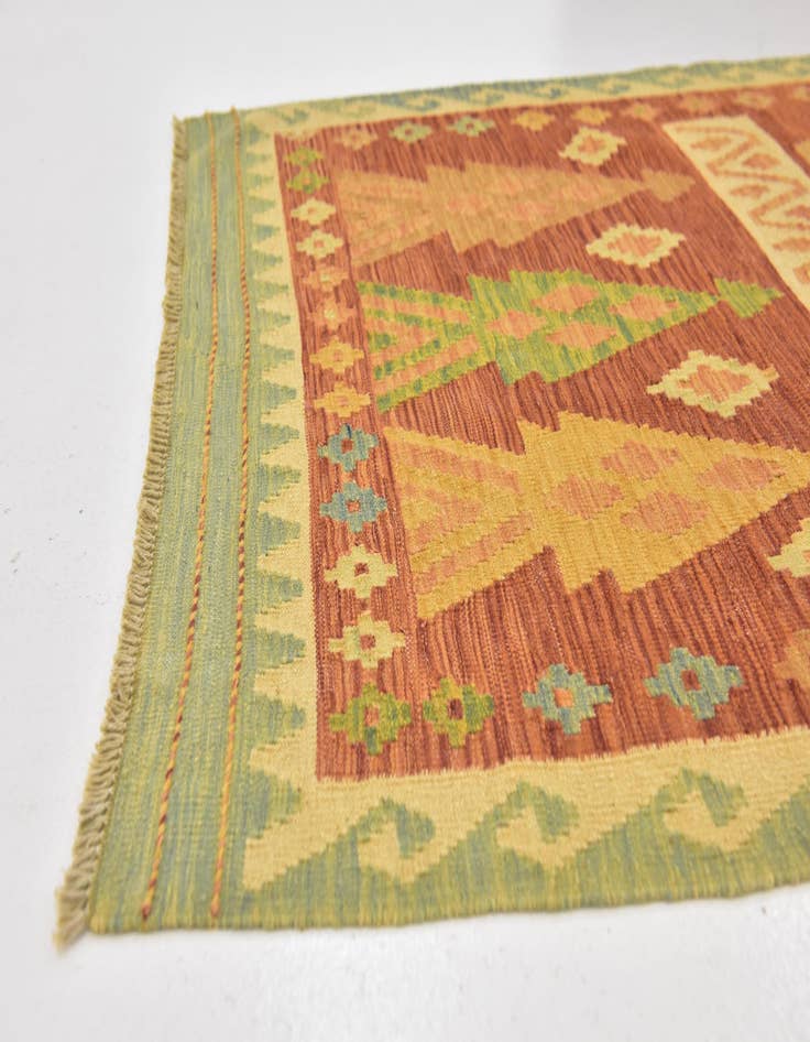 Detail image of  3' 3 x 5'  Hand Woven Kilim Waziri Wool Rug