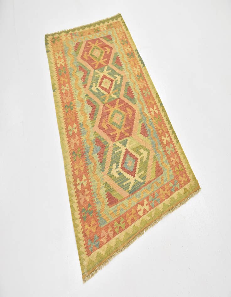 Detail image of  3' 2 x 5'  Hand Woven Kilim Waziri Wool Rug