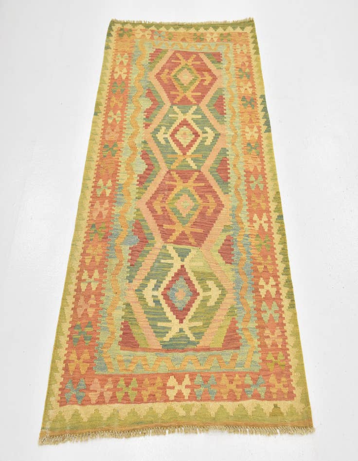 Detail image of  3' 2 x 5'  Hand Woven Kilim Waziri Wool Rug