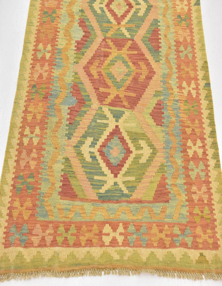 Detail image of  3' 2 x 5'  Hand Woven Kilim Waziri Wool Rug