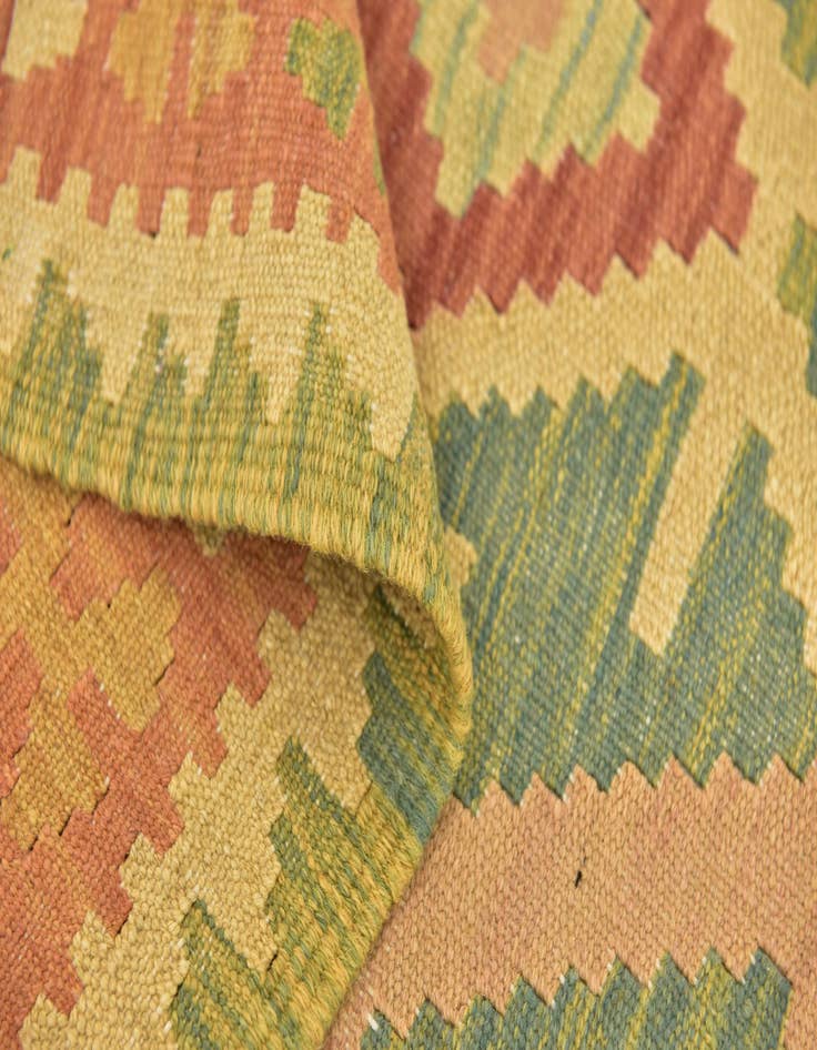 Detail image of  3' 2 x 5'  Hand Woven Kilim Waziri Wool Rug