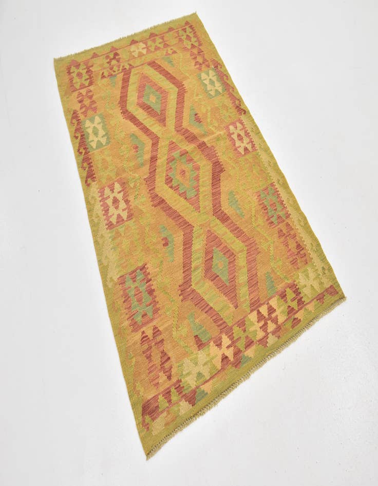 Detail image of  3' 4 x 5'  Hand Woven Kilim Waziri Wool Rug