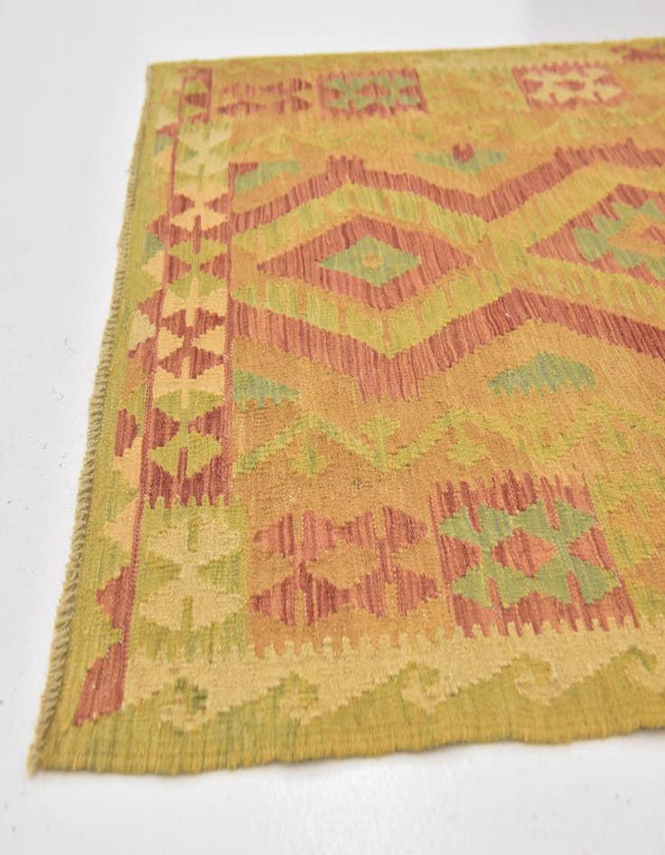 Detail image of  3' 4 x 5'  Hand Woven Kilim Waziri Wool Rug