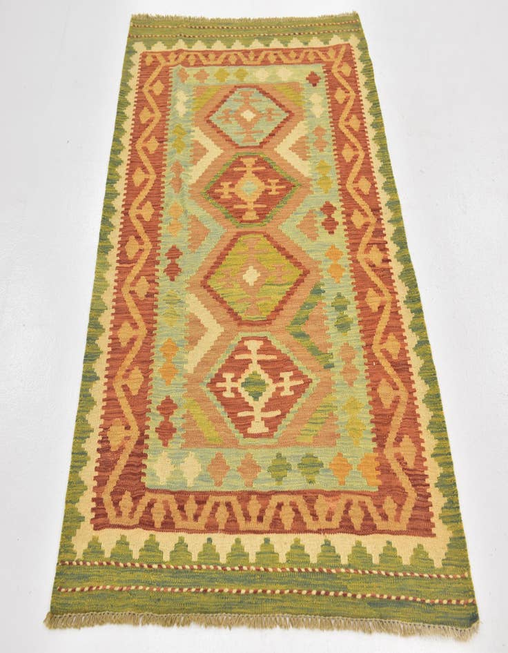 Detail image of  3' 2 x 5'  Hand Woven Kilim Waziri Wool Rug