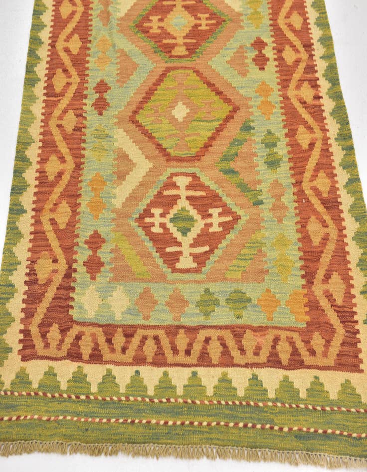 Detail image of  3' 2 x 5'  Hand Woven Kilim Waziri Wool Rug