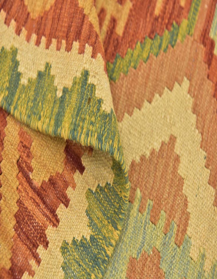 Detail image of  3' 2 x 5'  Hand Woven Kilim Waziri Wool Rug