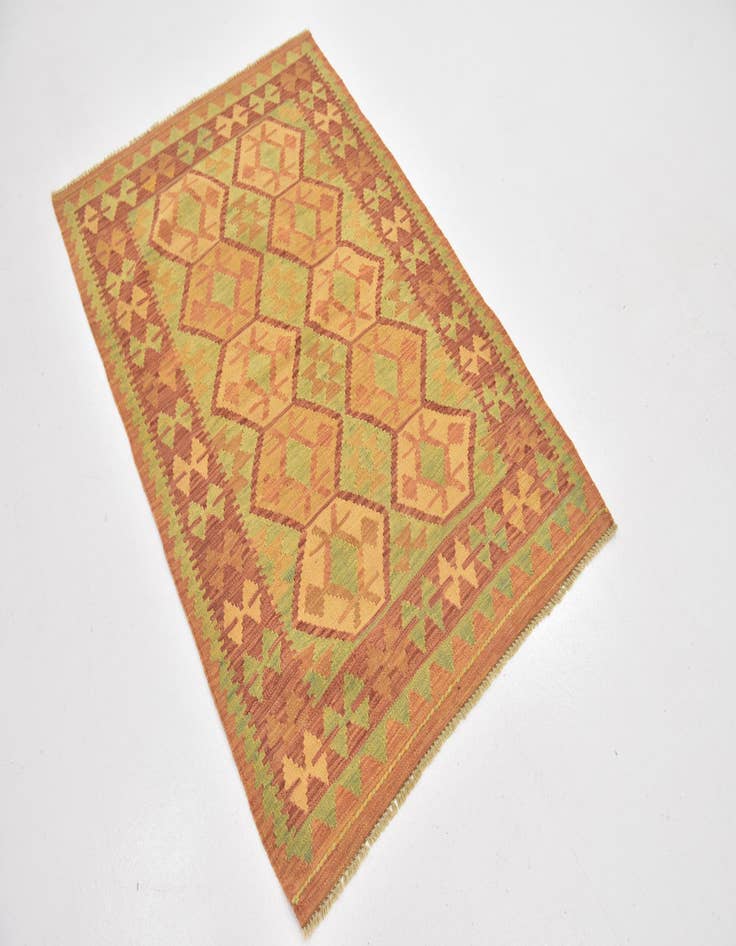 Detail image of  3' 4 x 5'  Hand Woven Kilim Waziri Wool Rug