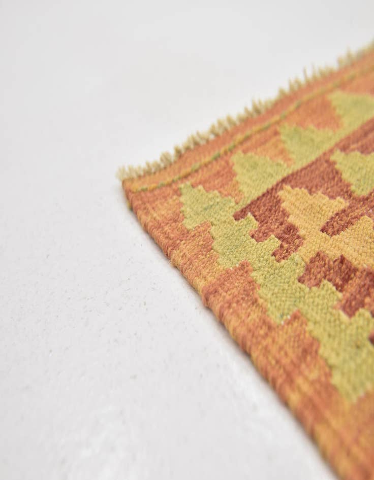 Detail image of  3' 4 x 5'  Hand Woven Kilim Waziri Wool Rug