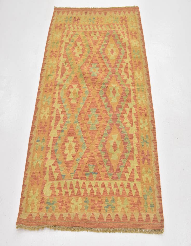 Detail image of  3' 7 x 5'  Hand Woven Kilim Waziri Wool Rug