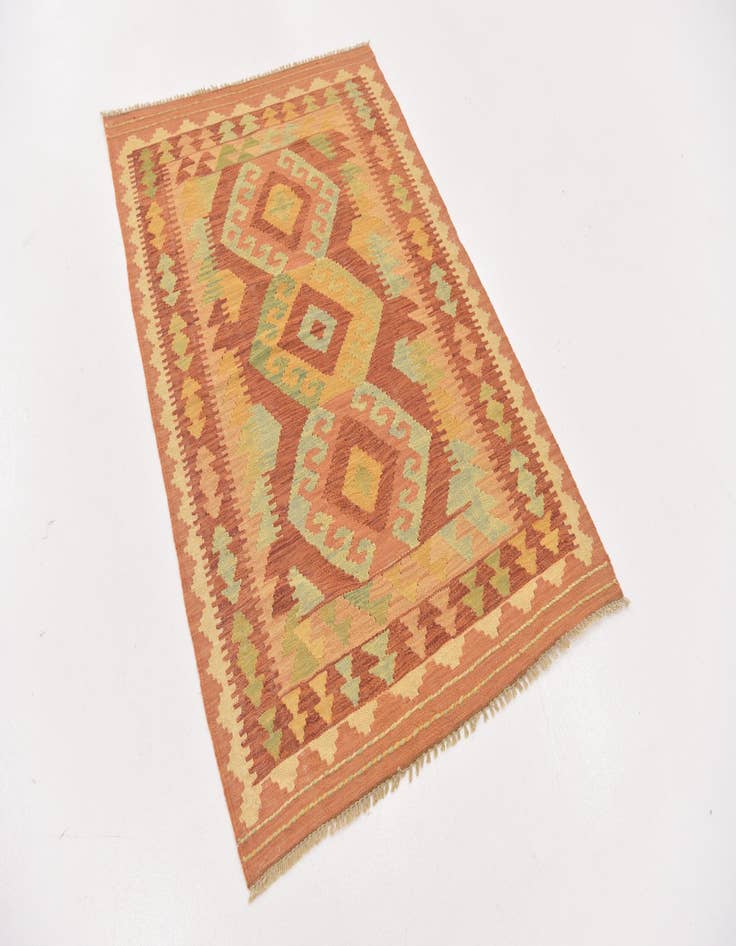 Detail image of  3' 3 x 5'  Hand Woven Kilim Waziri Wool Rug