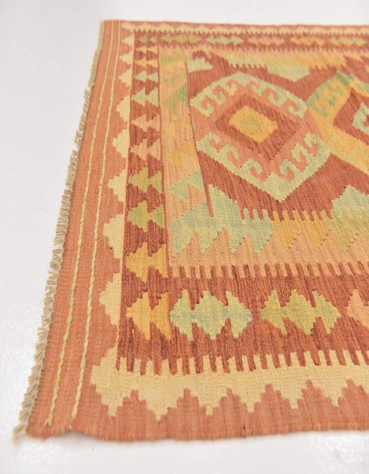 Detail image of  3' 3 x 5'  Hand Woven Kilim Waziri Wool Rug