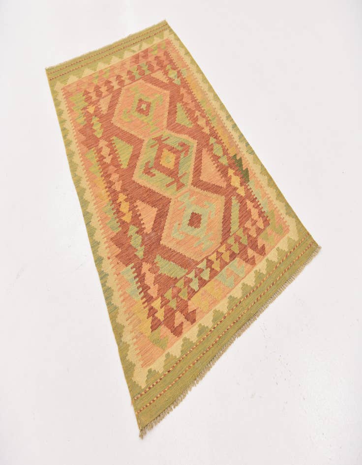 Detail image of  3' 2 x 4' 10  Hand Woven Kilim Waziri Wool Rug