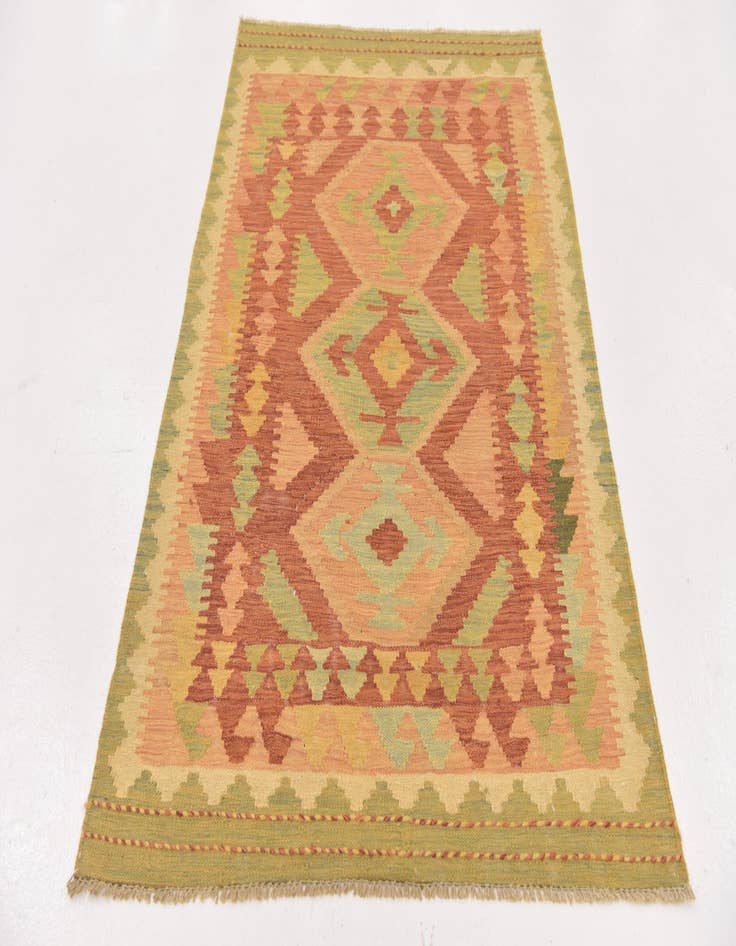 Detail image of  3' 2 x 4' 10  Hand Woven Kilim Waziri Wool Rug