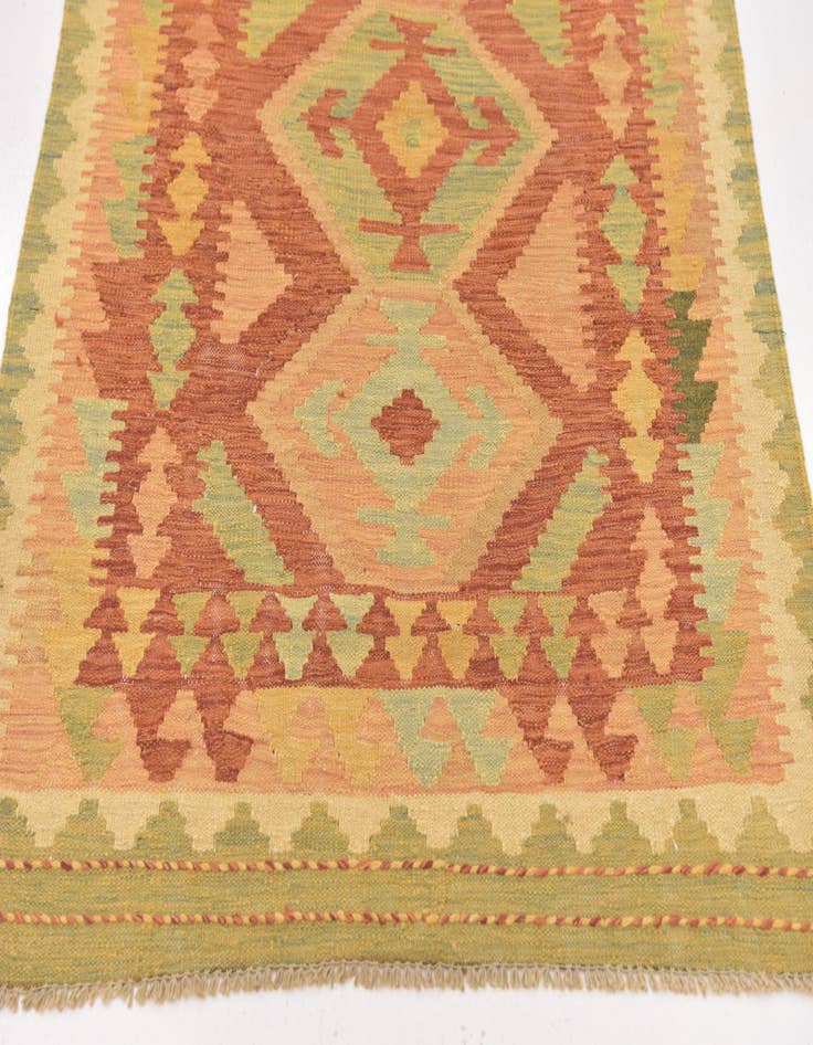 Detail image of  3' 2 x 4' 10  Hand Woven Kilim Waziri Wool Rug