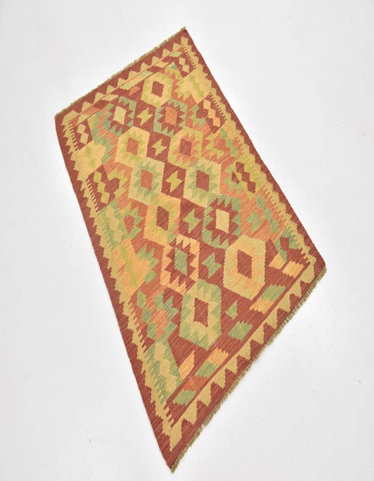 Detail image of  2' 10 x 4'  Hand Woven Kilim Waziri Wool Rug