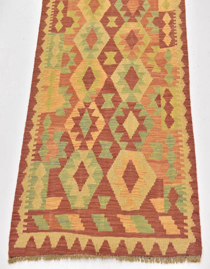 Detail image of  2' 10 x 4'  Hand Woven Kilim Waziri Wool Rug