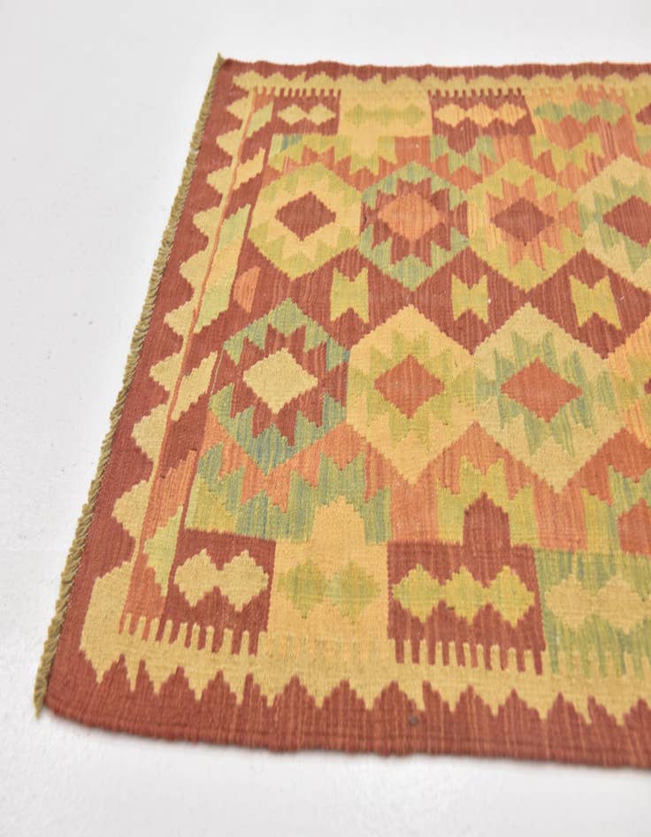 Detail image of  2' 10 x 4'  Hand Woven Kilim Waziri Wool Rug
