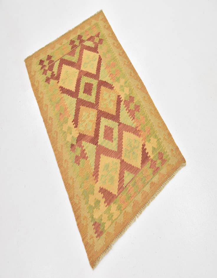 Detail image of  2' 7 x 4'  Hand Woven Kilim Waziri Wool Rug