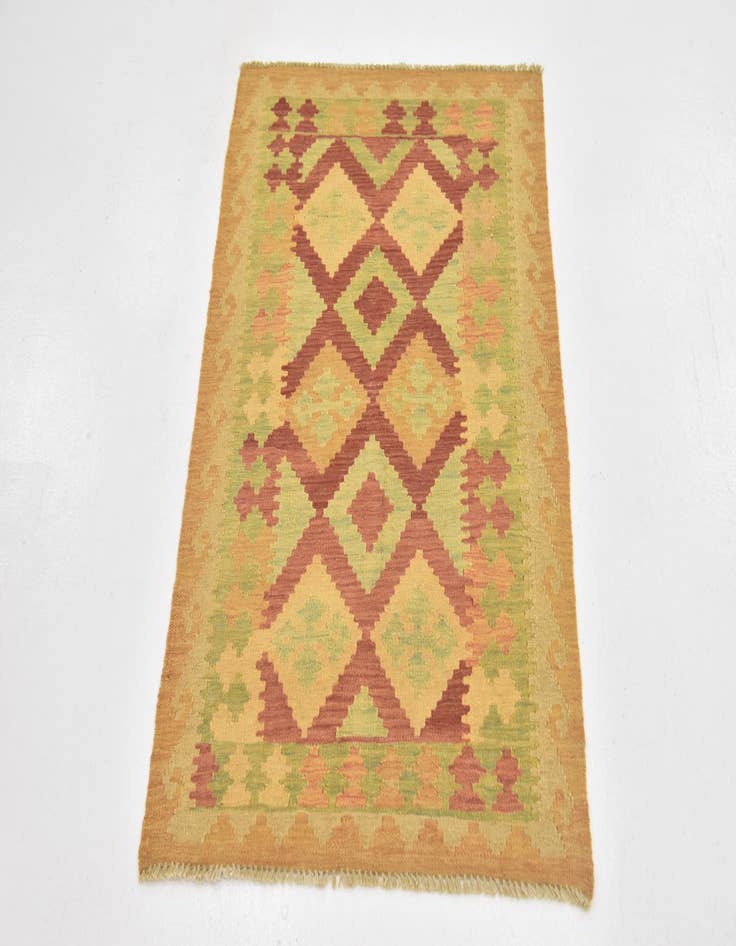 Detail image of  2' 7 x 4'  Hand Woven Kilim Waziri Wool Rug