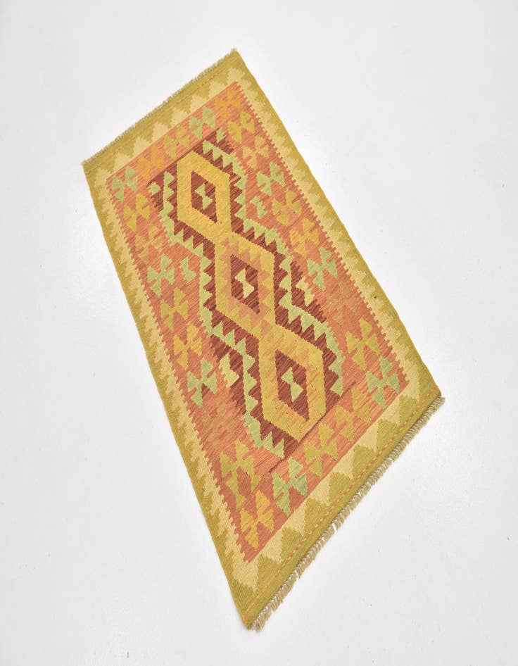 Detail image of  2' 6 x 4'  Hand Woven Kilim Waziri Wool Rug