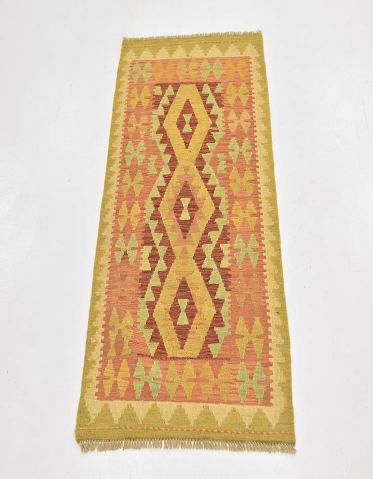 Detail image of  2' 6 x 4'  Hand Woven Kilim Waziri Wool Rug