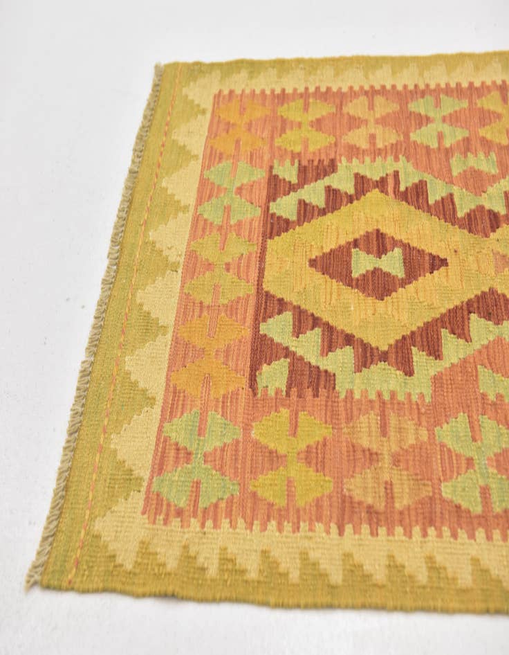 Detail image of  2' 6 x 4'  Hand Woven Kilim Waziri Wool Rug