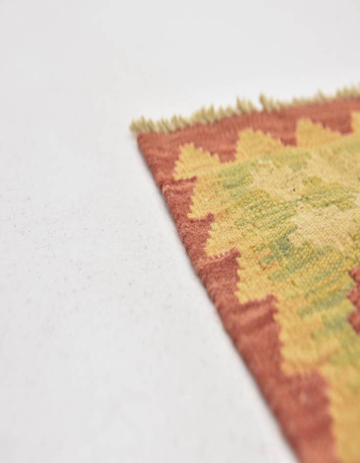 Detail image of  3' 2 x 4'  Hand Woven Kilim Waziri Wool Rug