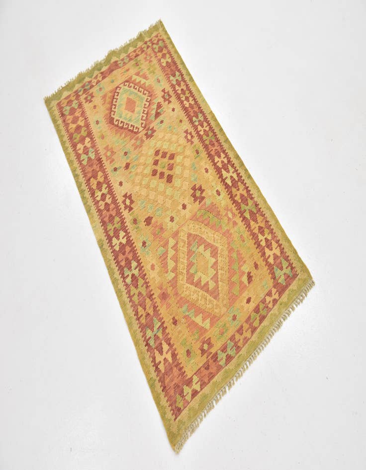 Detail image of  2' 8 x 4' 9  Hand Woven Kilim Waziri Wool Rug