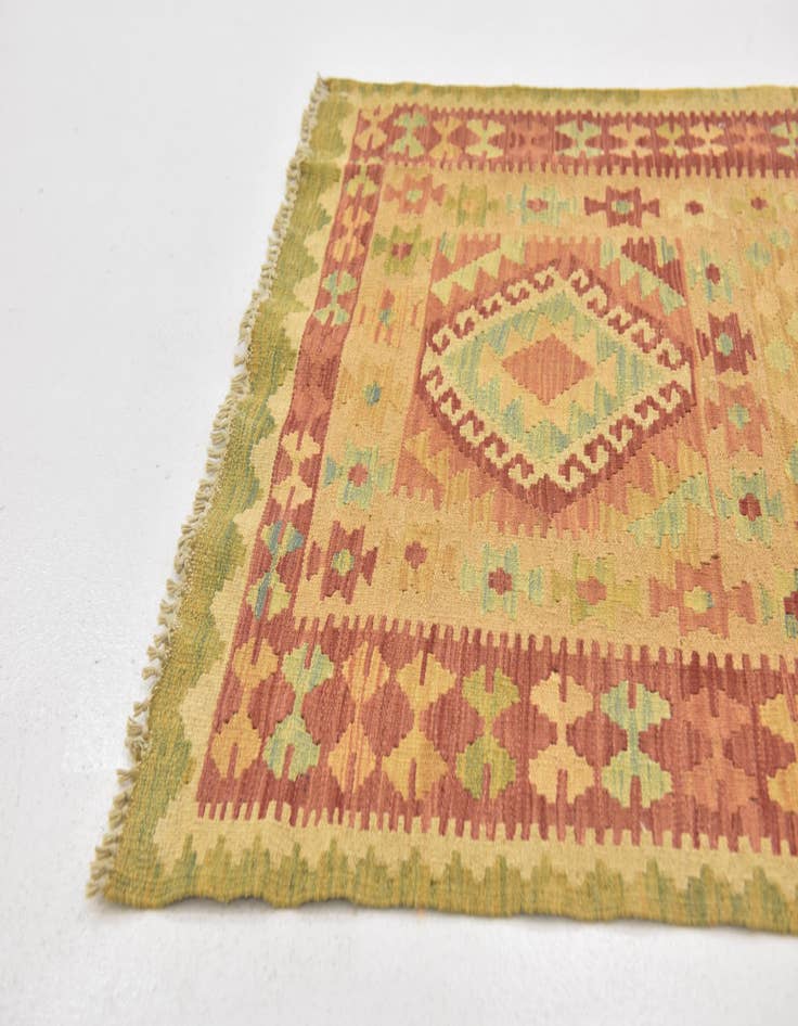 Detail image of  2' 8 x 4' 9  Hand Woven Kilim Waziri Wool Rug