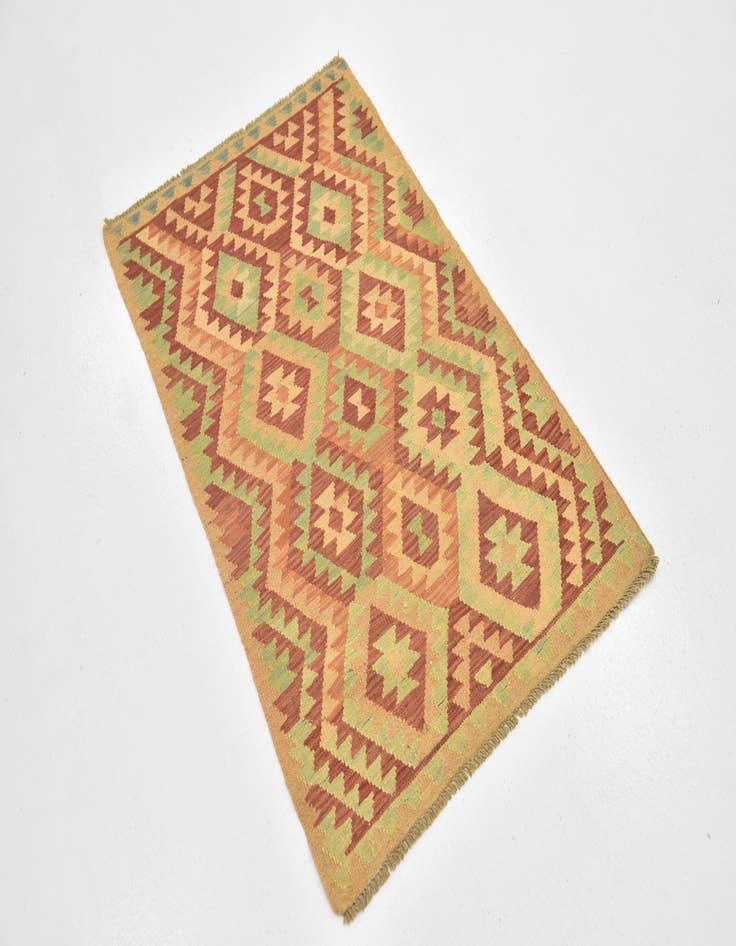 Detail image of  2' 7 x 4'  Hand Woven Kilim Waziri Wool Rug