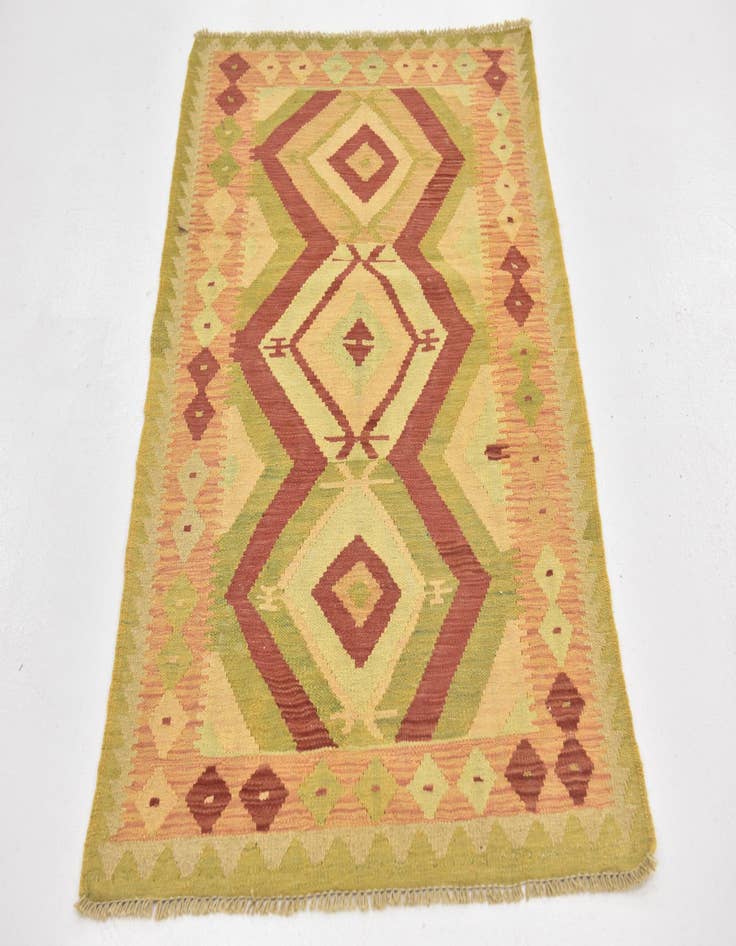 Detail image of  2' 9 x 4' 3  Hand Woven Kilim Waziri Wool Rug