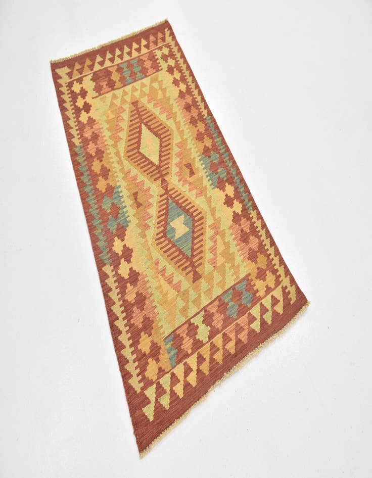 Detail image of  2' 6 x 4' 3  Hand Woven Kilim Waziri Wool Rug