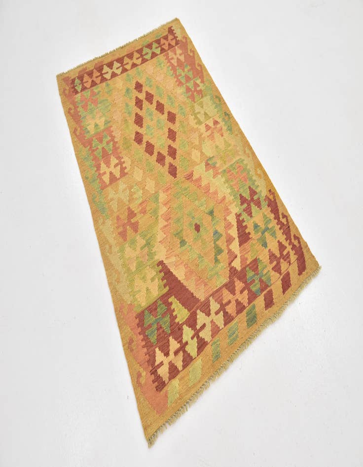 Detail image of  2' 10 x 4' 3  Hand Woven Kilim Waziri Wool Rug