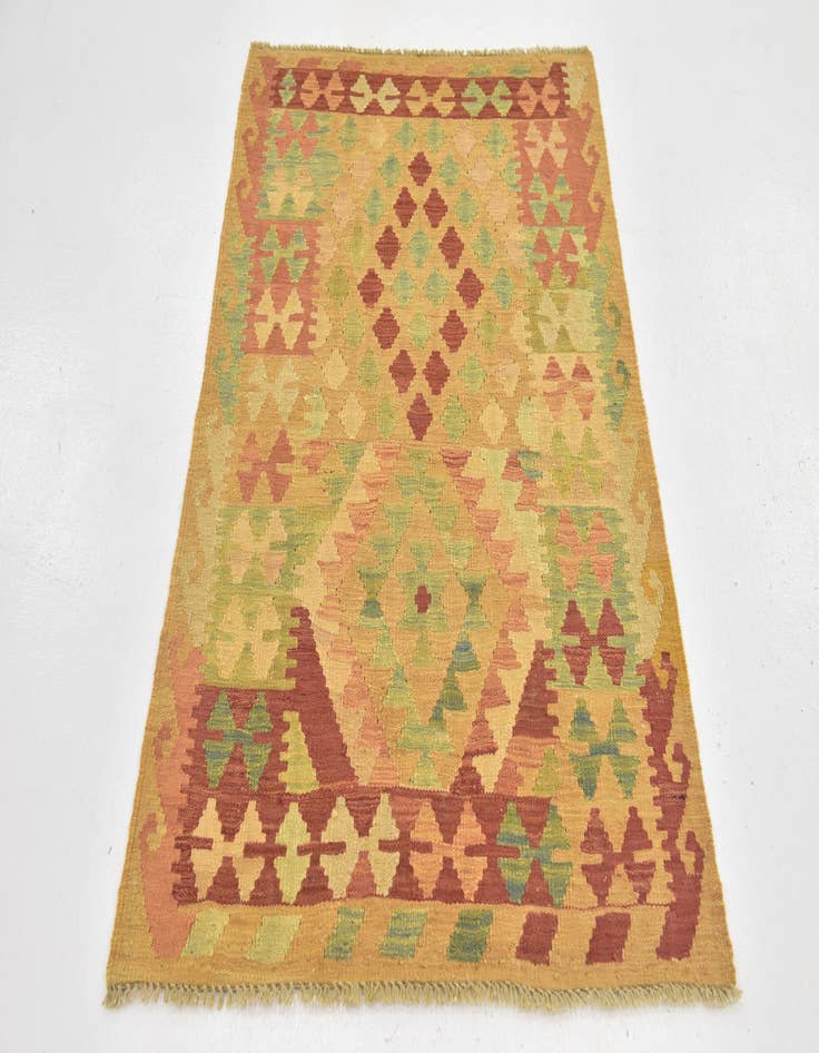 Detail image of  2' 10 x 4' 3  Hand Woven Kilim Waziri Wool Rug