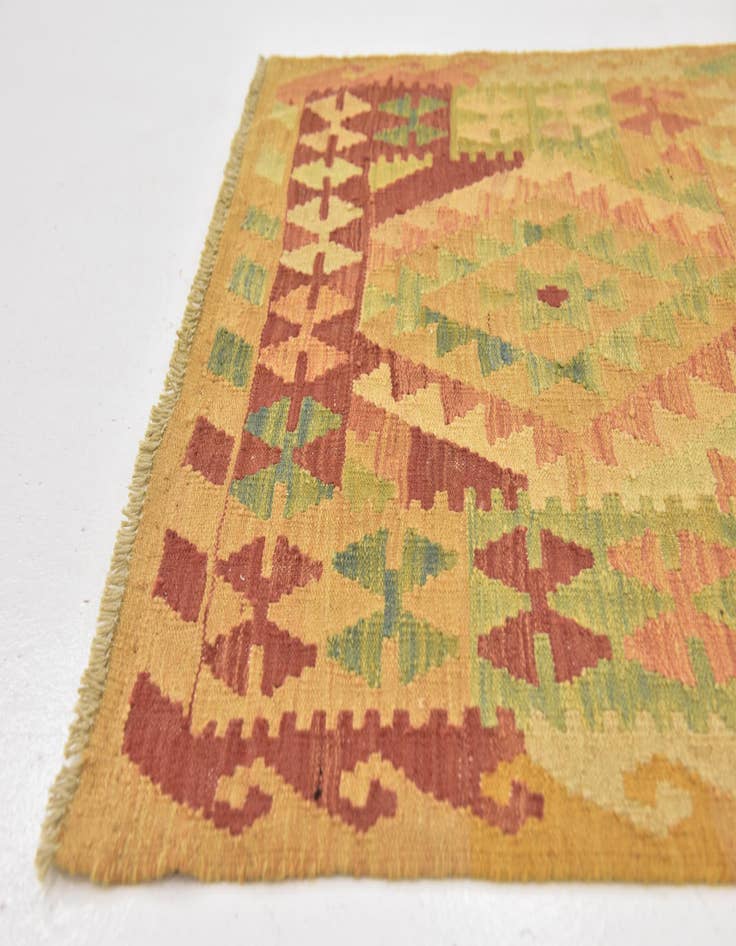 Detail image of  2' 10 x 4' 3  Hand Woven Kilim Waziri Wool Rug