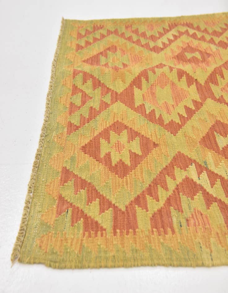 Detail image of  2' 9 x 4' 2  Hand Woven Kilim Waziri Wool Rug