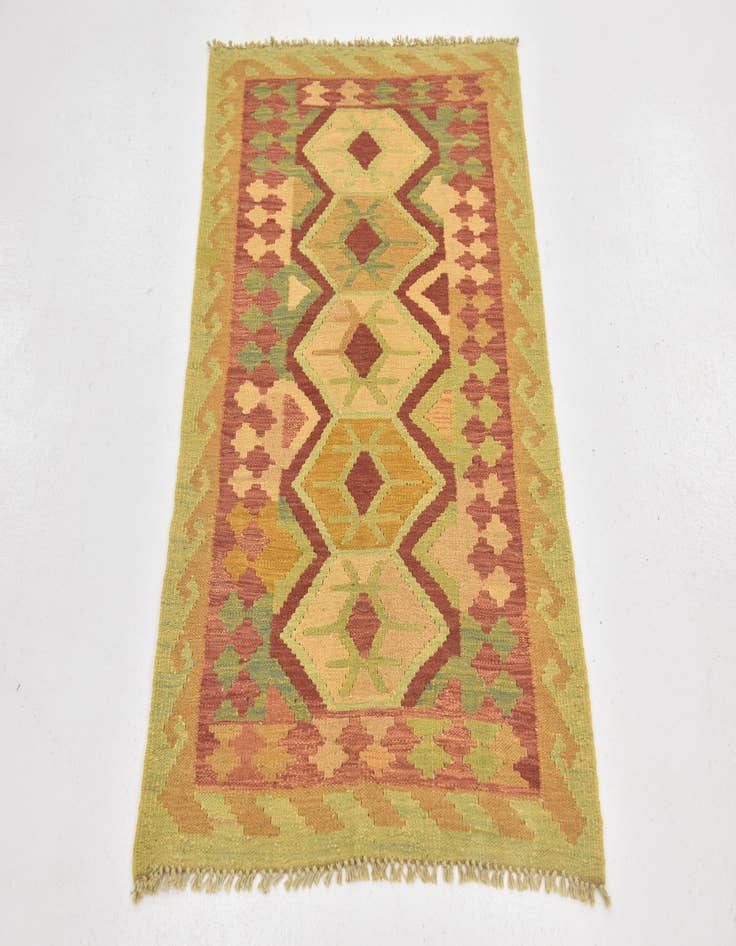 Detail image of  2' 9 x 4'  Hand Woven Kilim Waziri Wool Rug