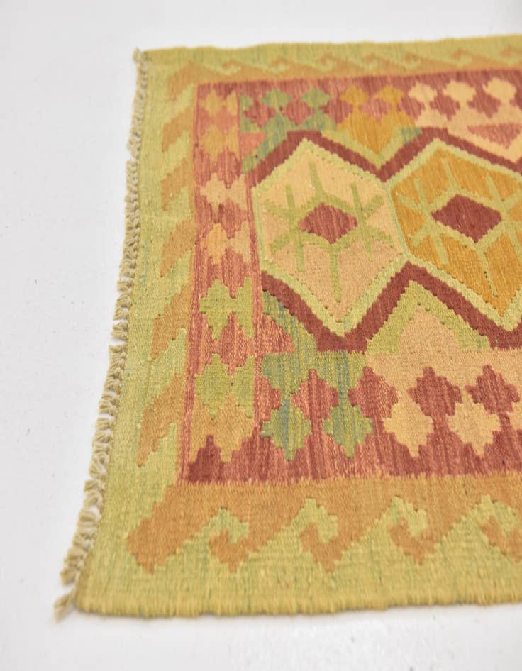 Detail image of  2' 9 x 4'  Hand Woven Kilim Waziri Wool Rug