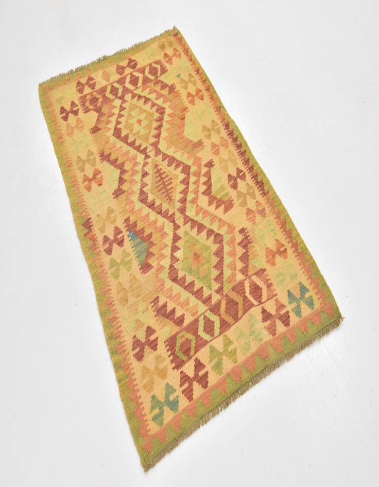 Detail image of  2' 9 x 4' 3  Hand Woven Kilim Waziri Wool Rug