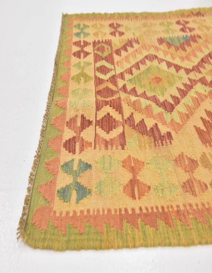 Detail image of  2' 9 x 4' 3  Hand Woven Kilim Waziri Wool Rug