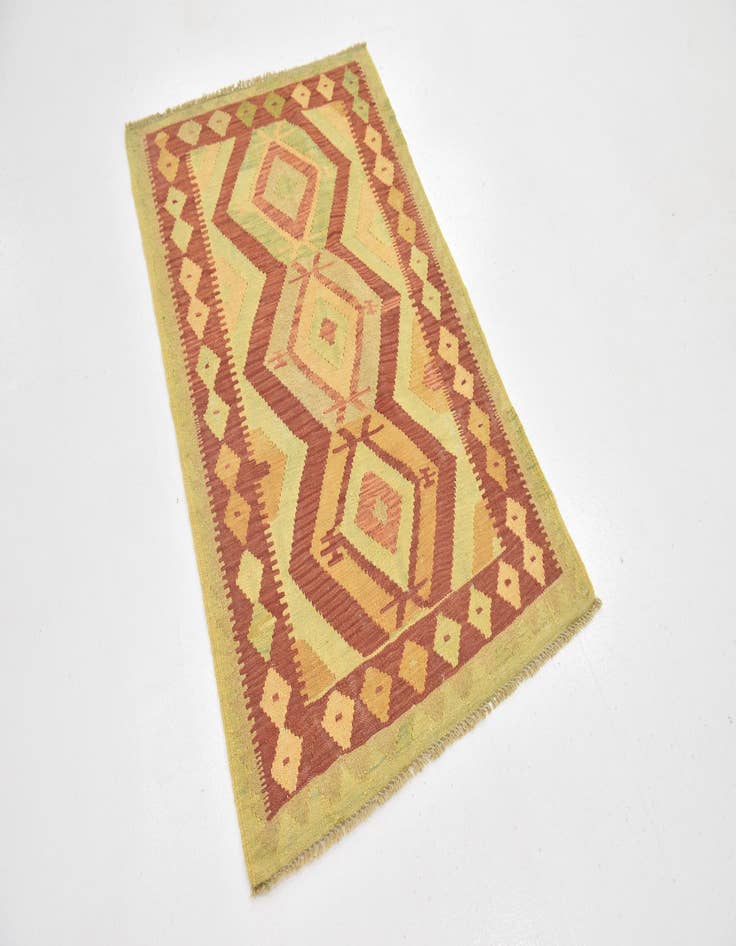 Detail image of  2' 8 x 4' 3  Hand Woven Kilim Waziri Wool Rug