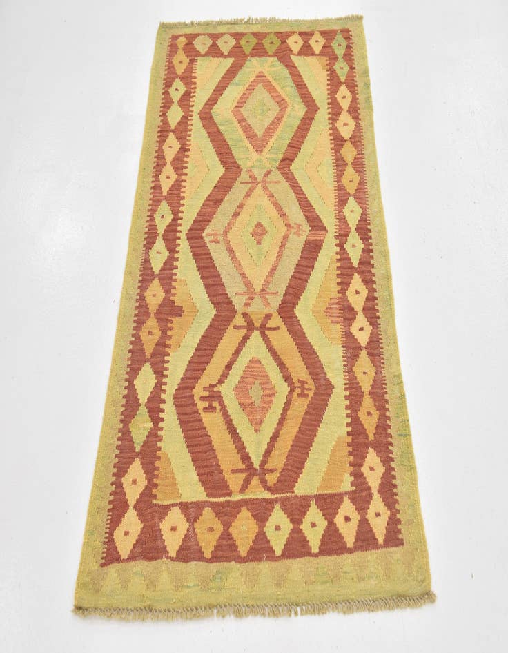 Detail image of  2' 8 x 4' 3  Hand Woven Kilim Waziri Wool Rug