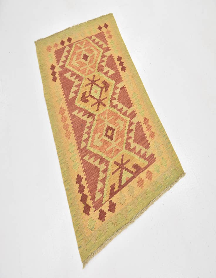 Detail image of  2' 9 x 4' 2  Hand Woven Kilim Waziri Wool Rug