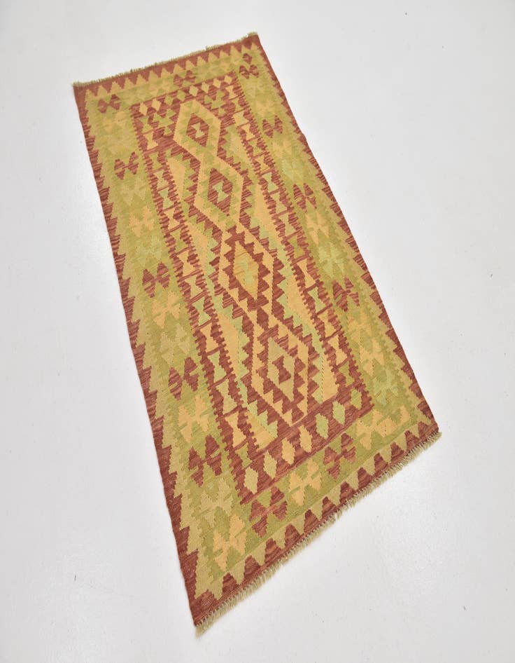 Detail image of  2' 10 x 4' 5  Hand Woven Kilim Waziri Wool Rug